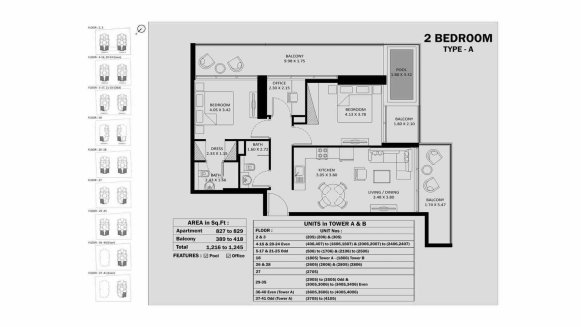 Apartment floor plan, 2 bedrooms in ELITZ 2 No. 11007 (2D)