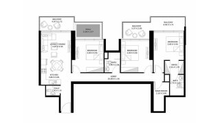Apartment floor plan, 3 bedrooms in ELITZ 2 No. 11009